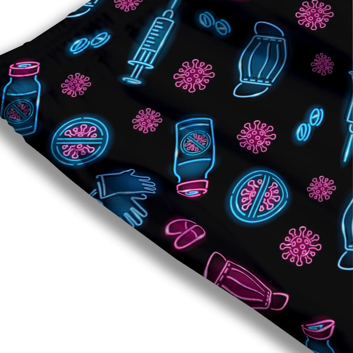 Neon Medical Equipment Print Pattern Mesh Shorts - Image 3