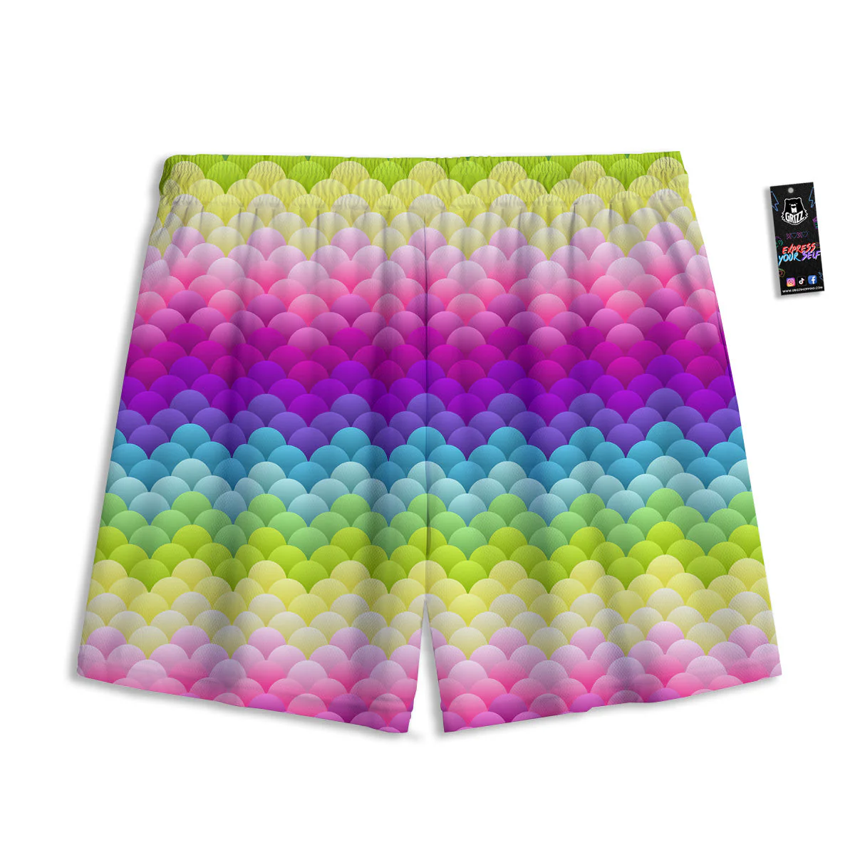 Neon Rainbow Light Blobs Print Pattern Mesh Shorts - Image 2
