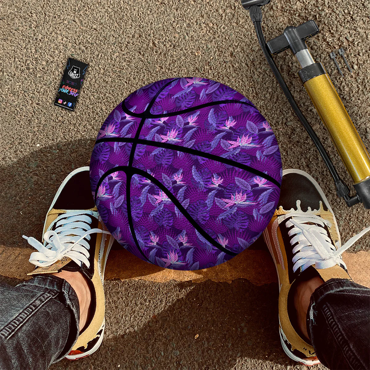 Neon Tropical Foliage And Leave Print Pattern Basketball - Image 2