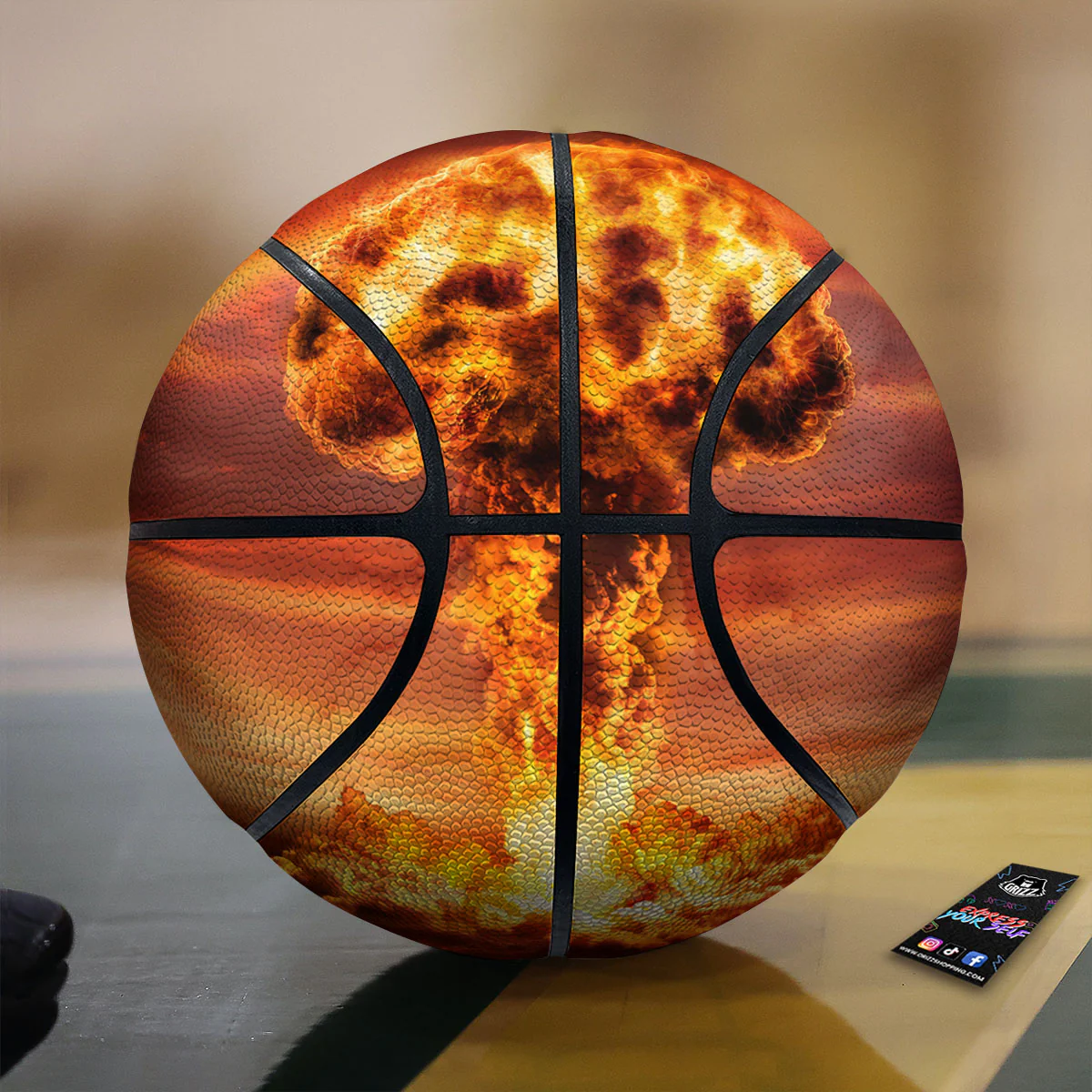 Nuclear Bomb Explosion Print Basketball