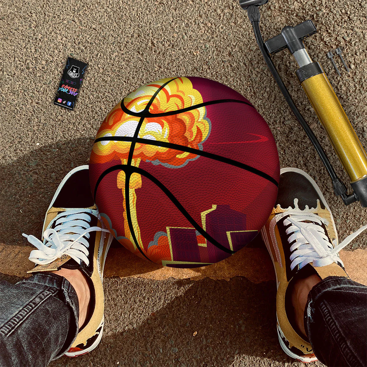 Nuclear Explosion In City Print Basketball - Image 2