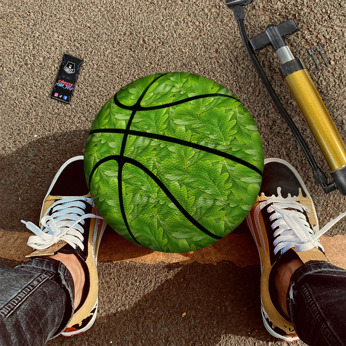 Oak Leaf Green Print Basketball - Image 2