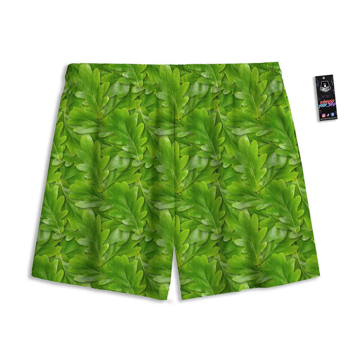 Oak Leaf Green Print Mesh Shorts - Image 2