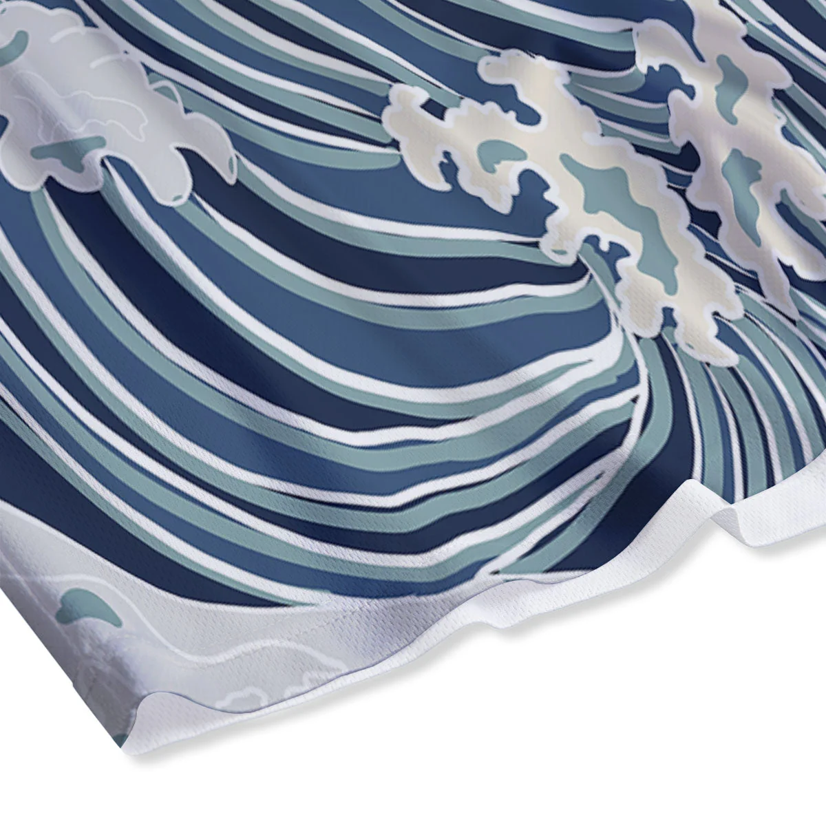 Ocean Wave Japanese Print Mesh Shorts - Image 4