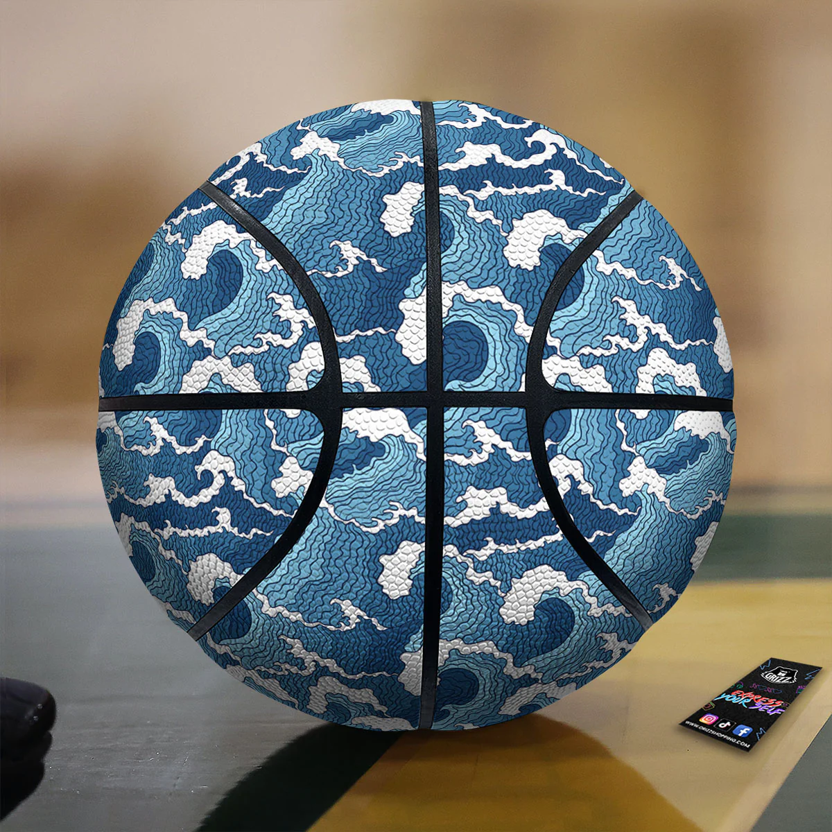 Ocean Wave Japanese Print Pattern Basketball