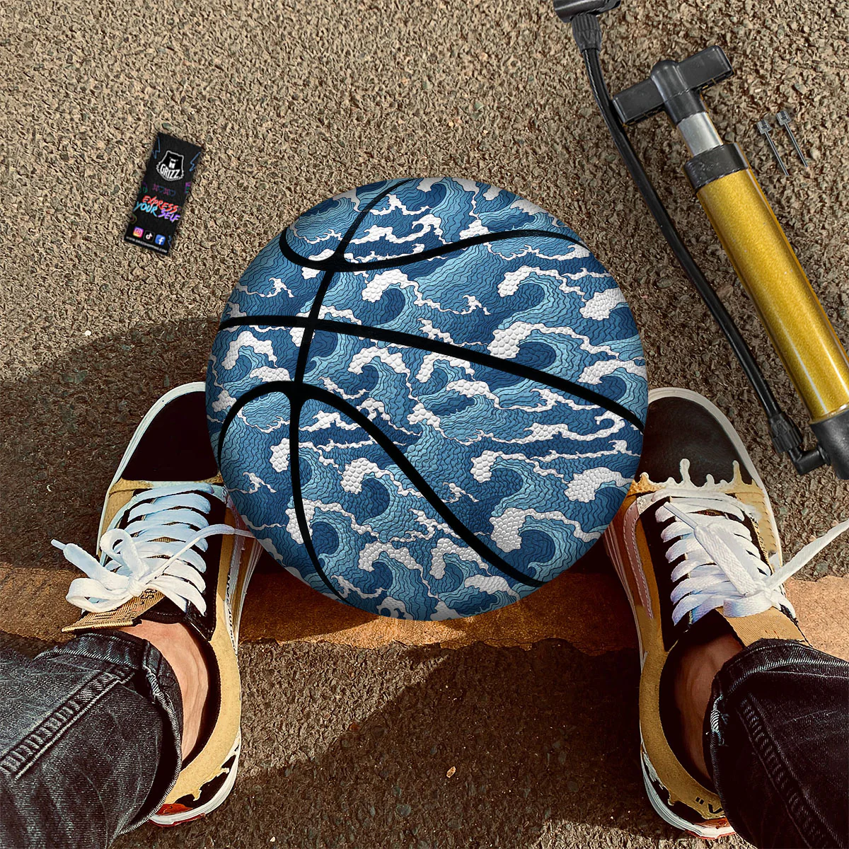 Ocean Wave Japanese Print Pattern Basketball - Image 2