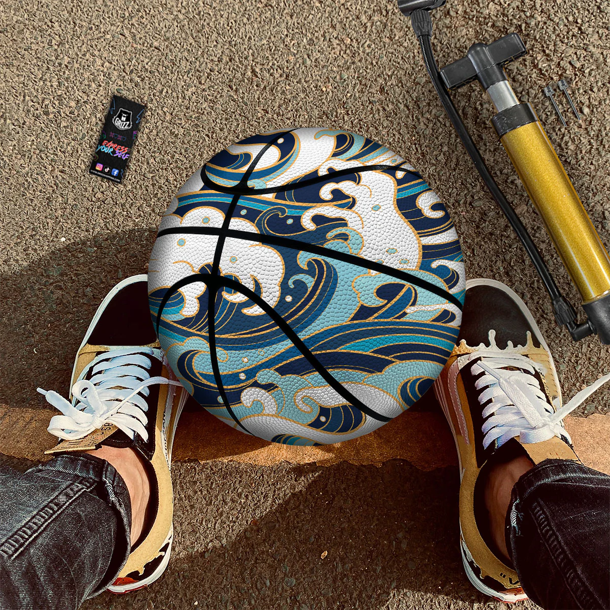 Ocean Wave Print Basketball - Image 2