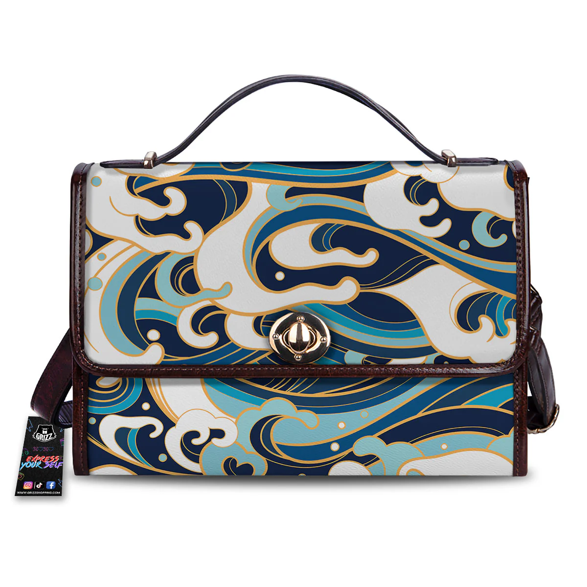 Ocean Wave Print Women's Satchel Bag