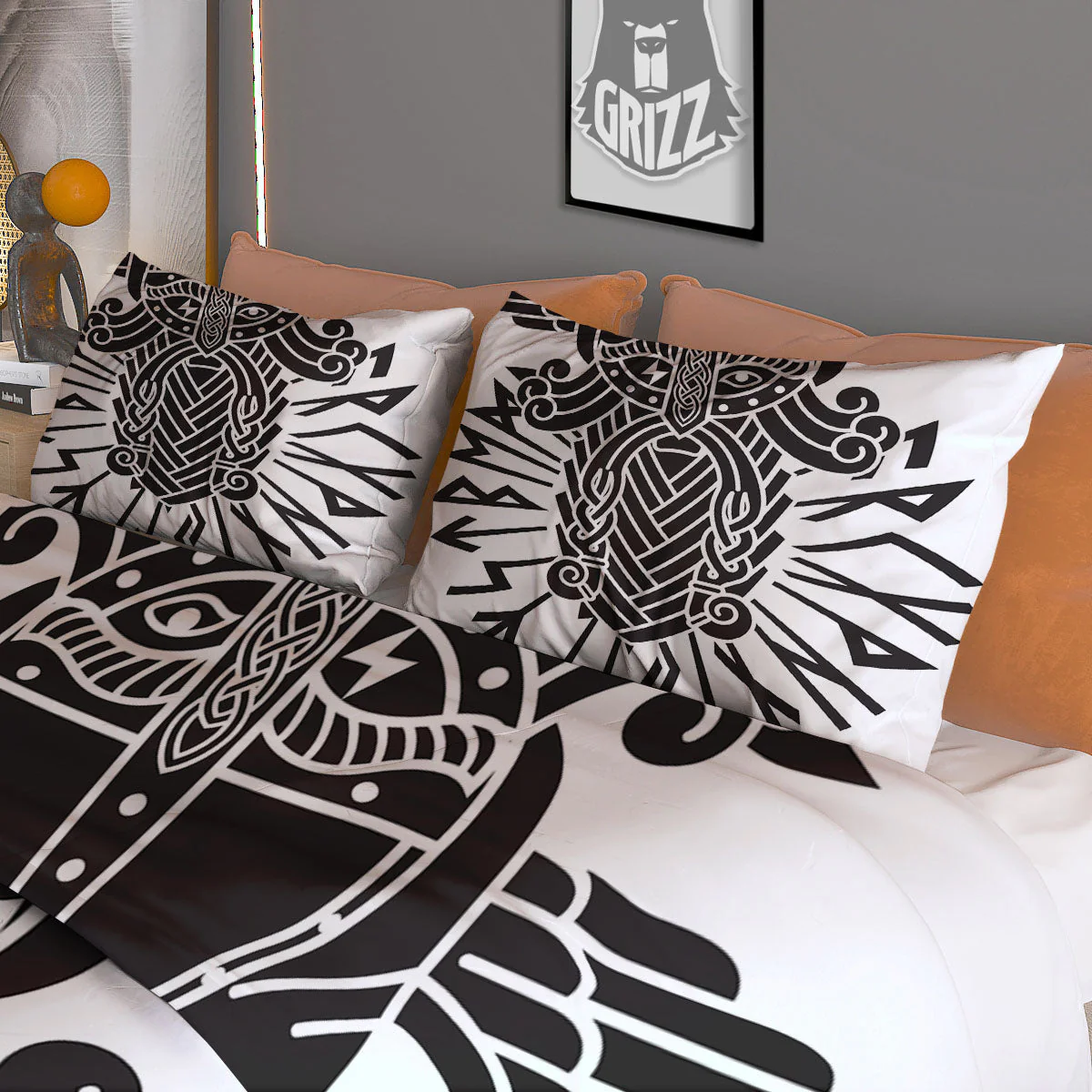 Odin God With Muninn And Huginn Print Duvet Cover Bedding Set - Image 3