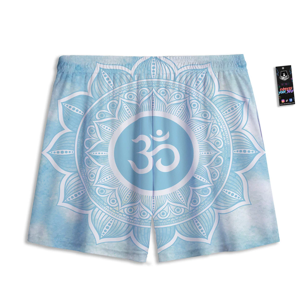 Om Mandala Blue Print Mesh Shorts - Image 2