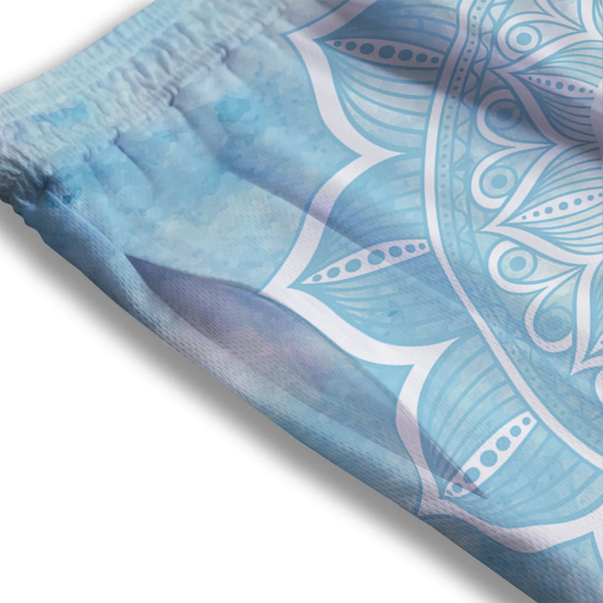 Om Mandala Blue Print Mesh Shorts - Image 3