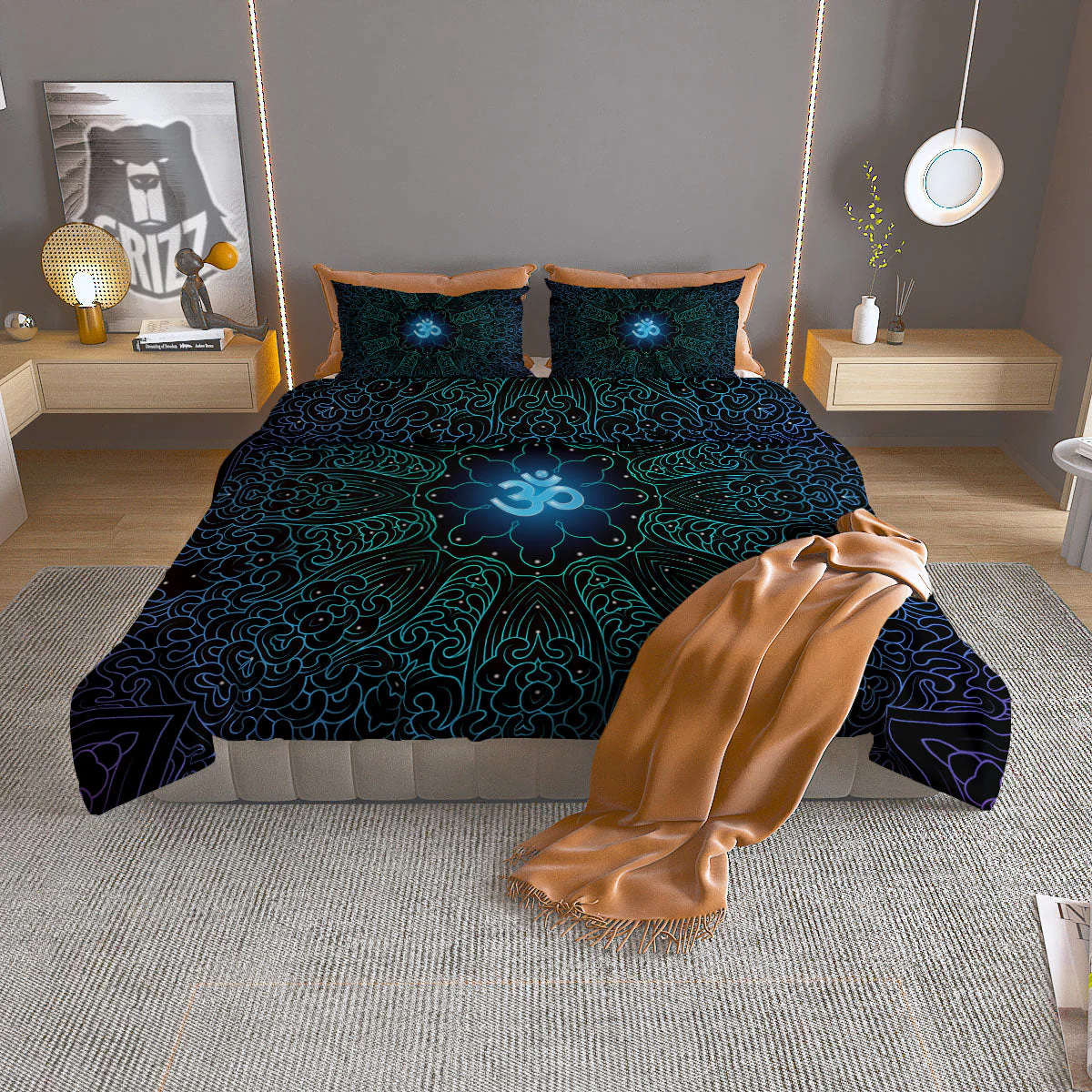 Om Psychedelic Print Duvet Cover Bedding Set