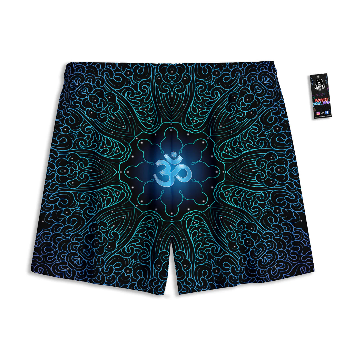 Om Psychedelic Print Mesh Shorts - Image 2