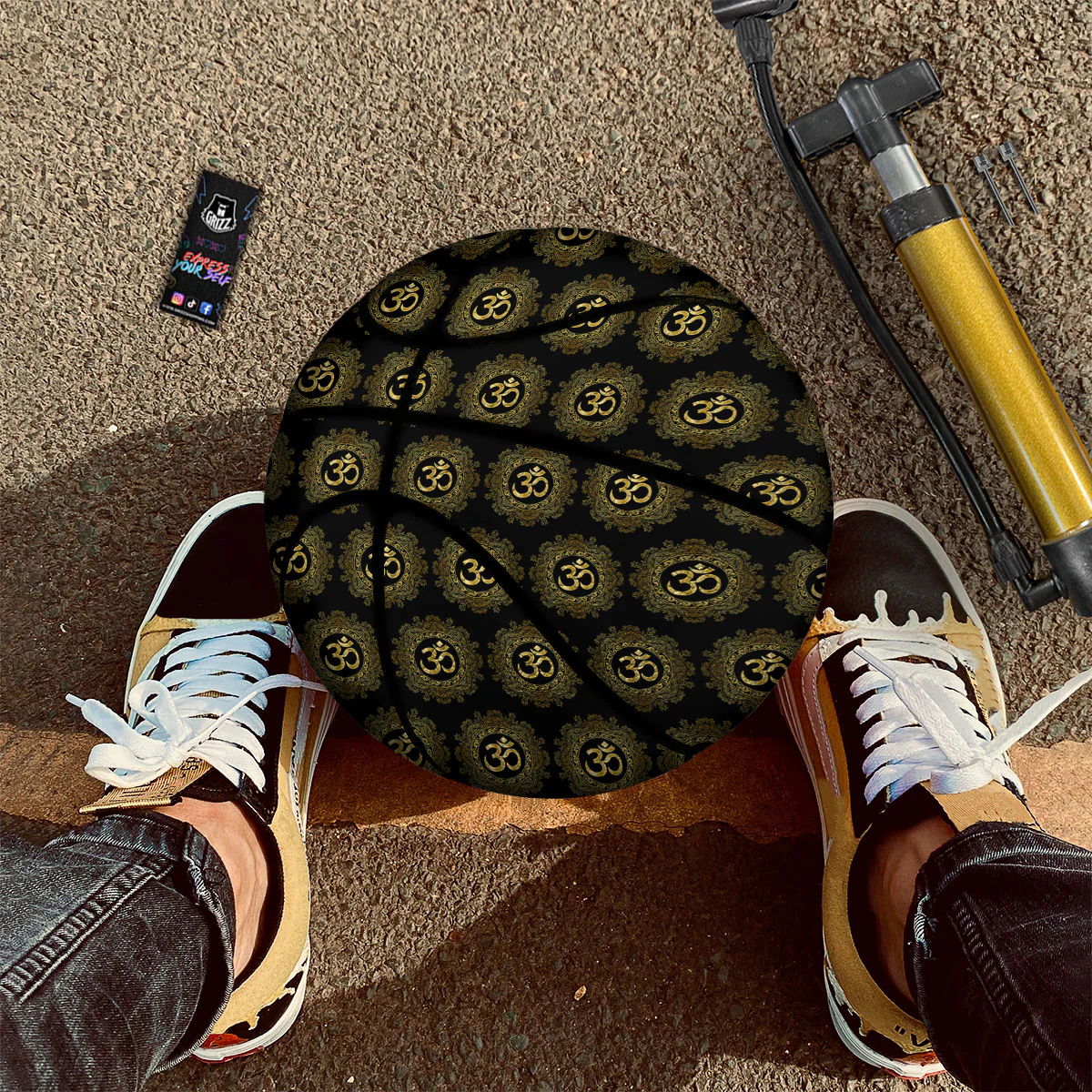 Om Sign Boho Print Pattern Basketball - Image 3