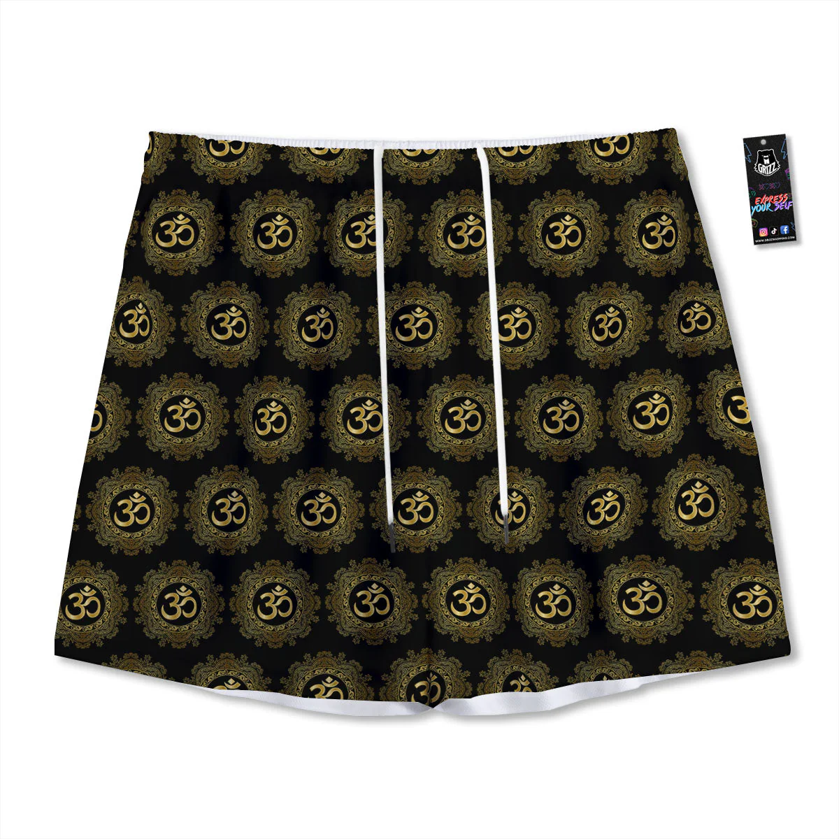 Om Sign Boho Print Pattern Mesh Shorts