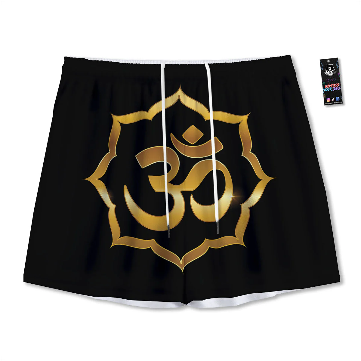 Om Sign Print Mesh Shorts