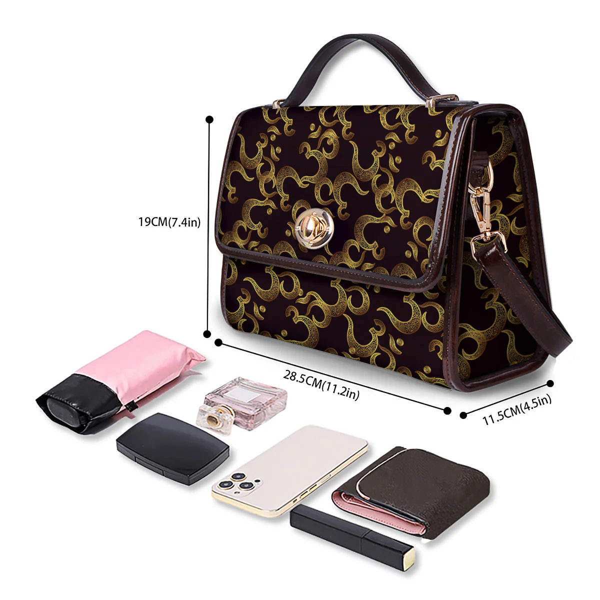 Om Sign Print Pattern Women's Satchel Bag - Image 4