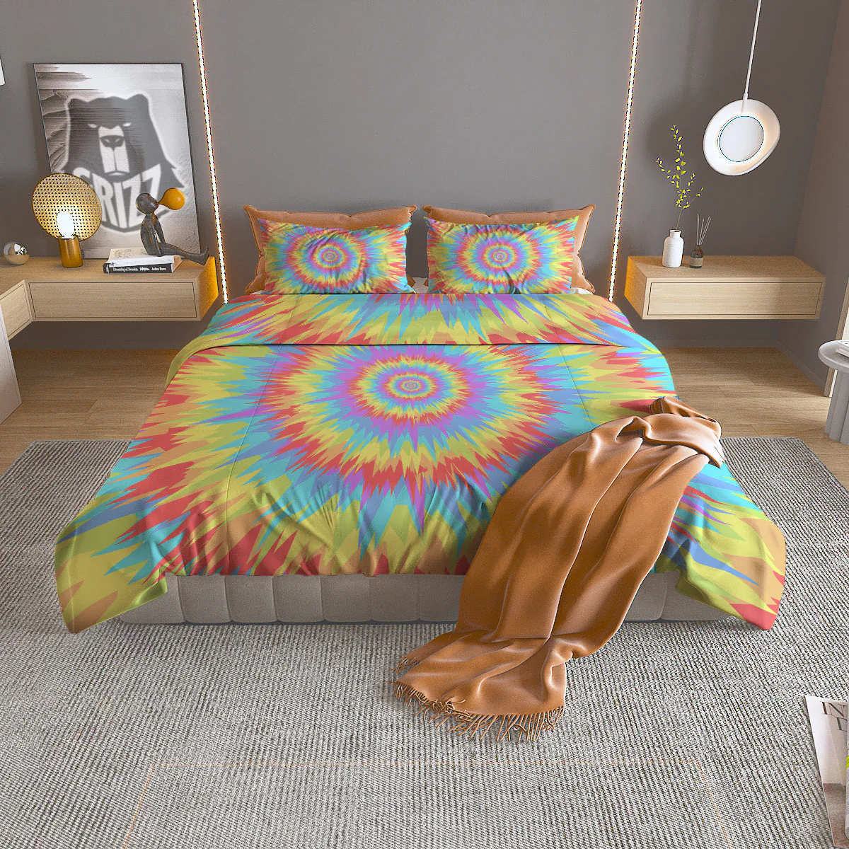 Optical Illusion Colorful Psychedelic Duvet Cover Bedding Set