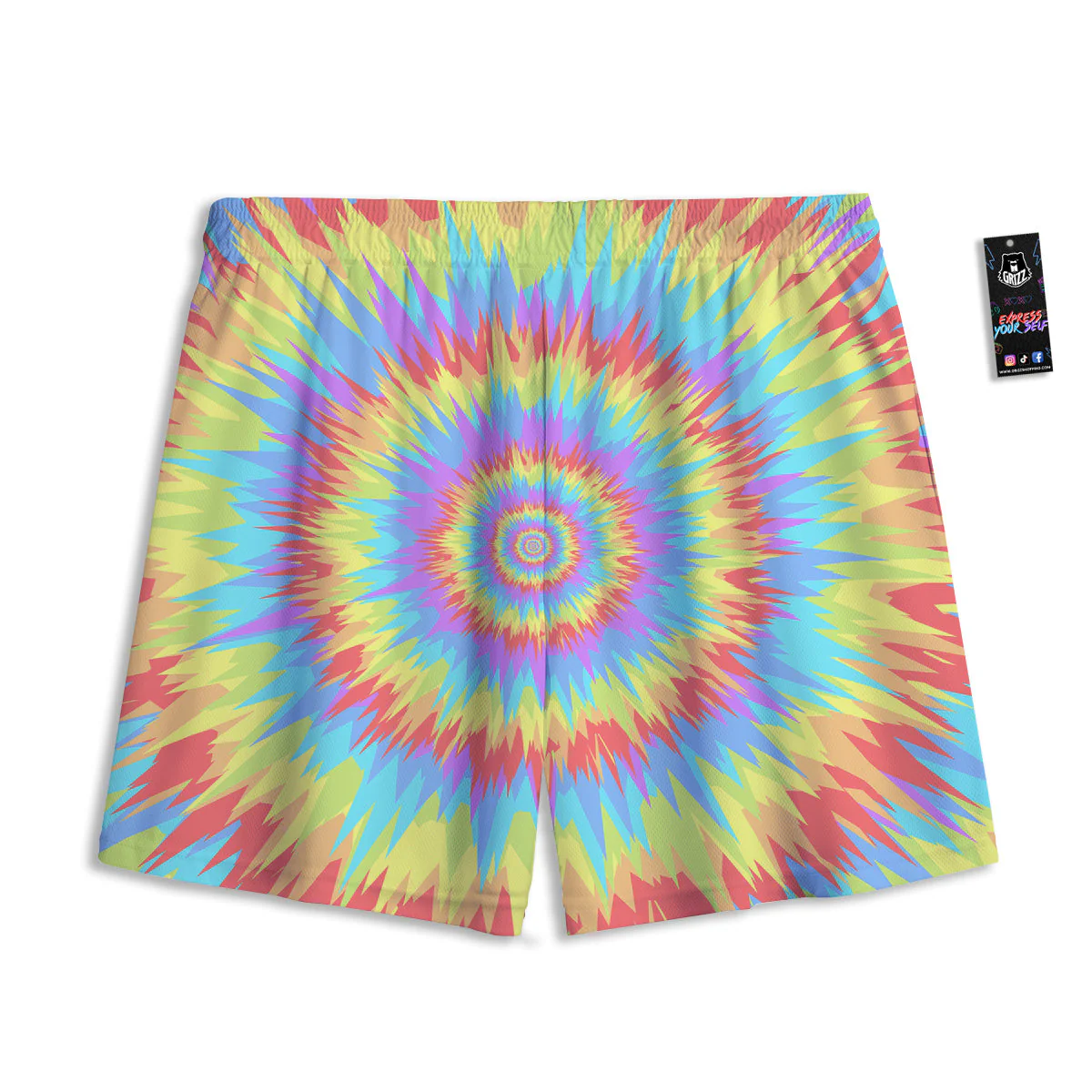 Optical Illusion Colorful Psychedelic Mesh Shorts - Image 2