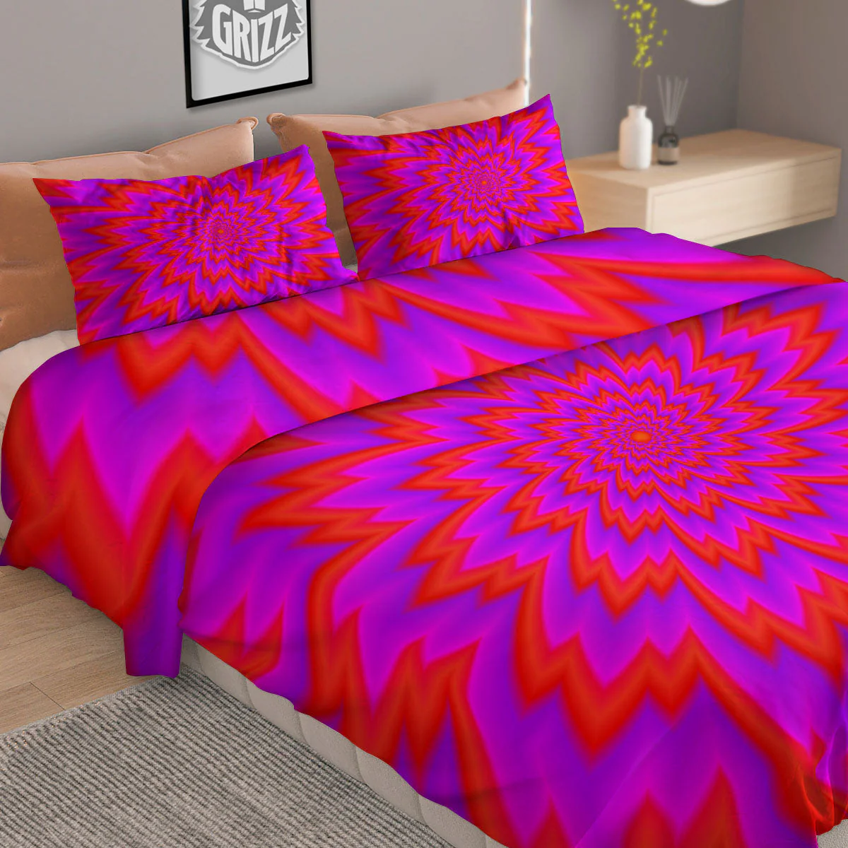 Optical Illusion Spiky Psychedelic Duvet Cover Bedding Set - Image 2