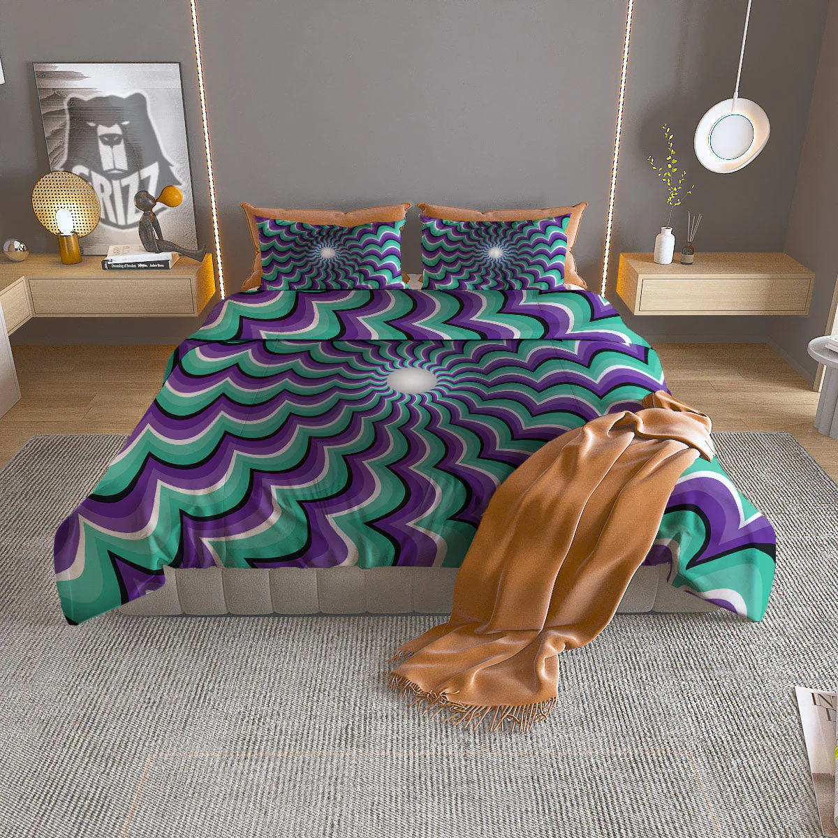 Optical Illusion Splashing Colors Moving Duvet Cover Bedding Set