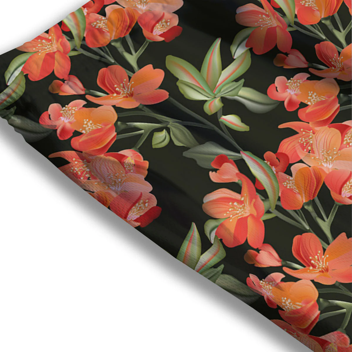 Orange Alstroemeria Print Pattern Mesh Shorts - Image 3