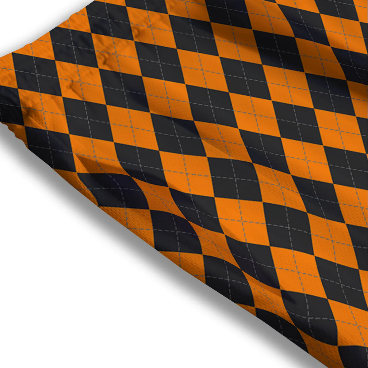 Orange And Black Argyle Print Mesh Shorts - Image 3