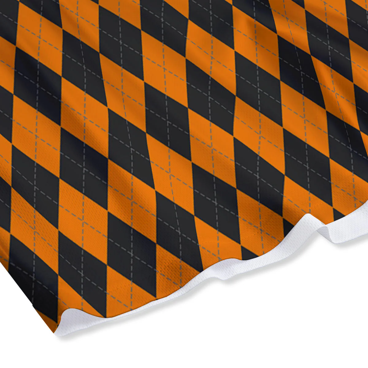 Orange And Black Argyle Print Mesh Shorts - Image 4