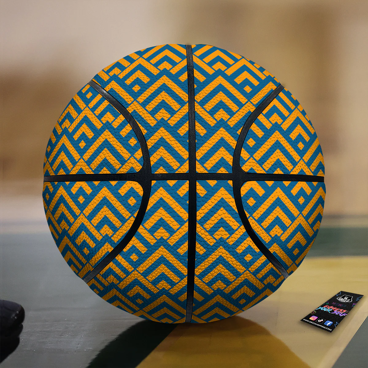 Orange And Blue Chevrons Print Pattern Basketball