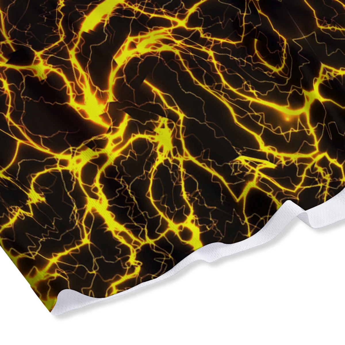 Orange And Gold Lightning Print Mesh Shorts - Image 4