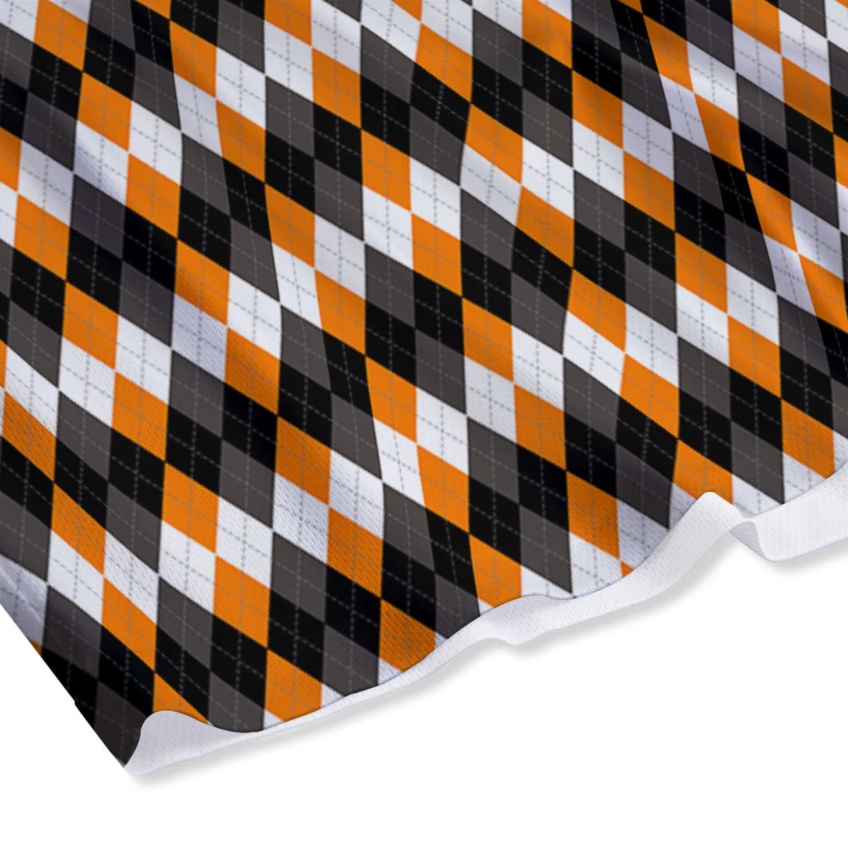 Orange And White Grey Black Argyle Print Mesh Shorts - Image 4