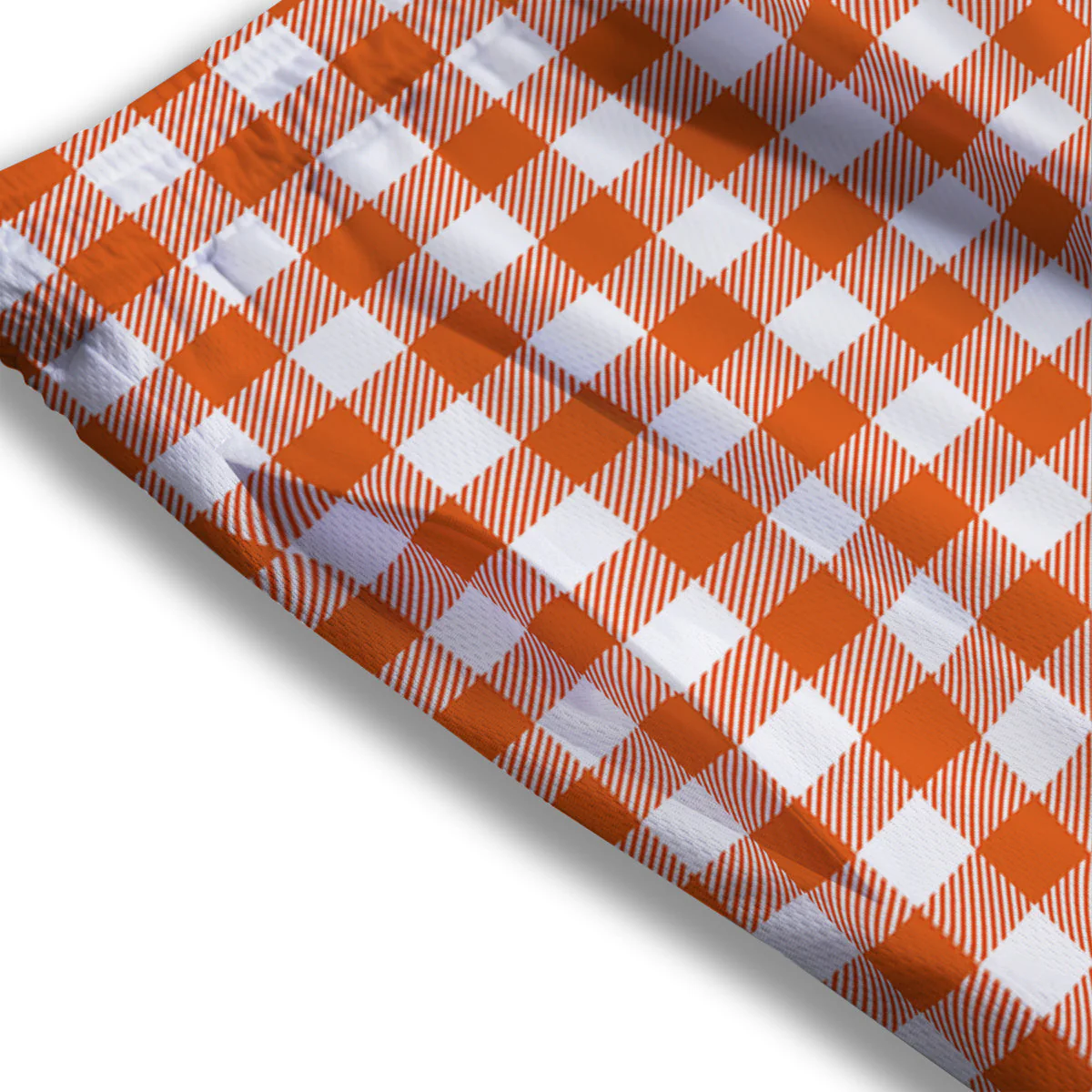 Orange Burnt And White Check Print Mesh Shorts - Image 3