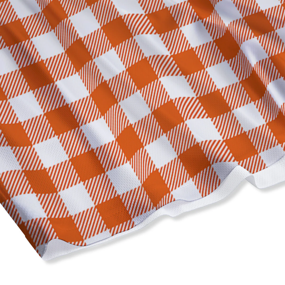 Orange Burnt And White Check Print Mesh Shorts - Image 4
