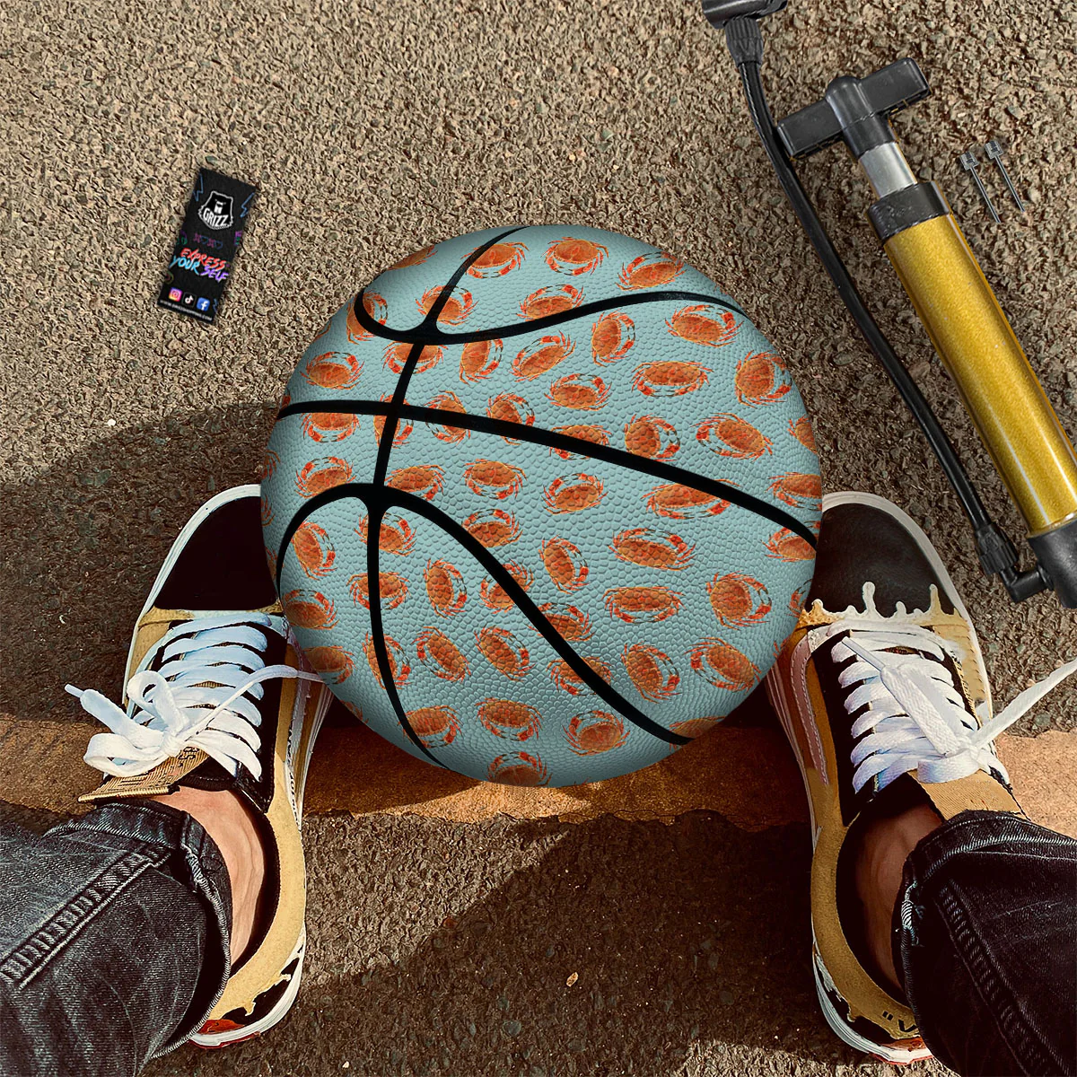 Orange Crab Print Pattern Basketball - Image 2