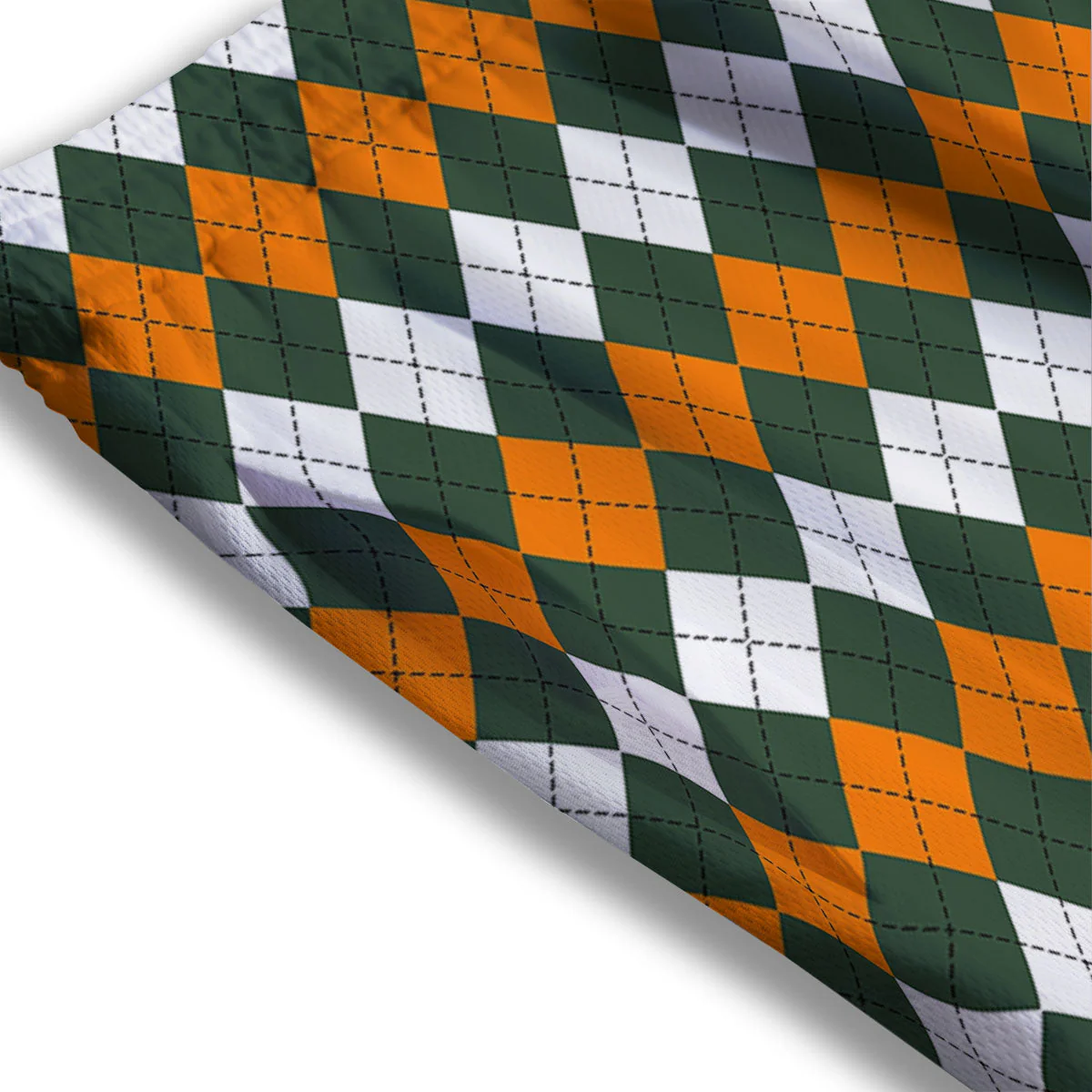 Orange Green And White Argyle Print Mesh Shorts - Image 3
