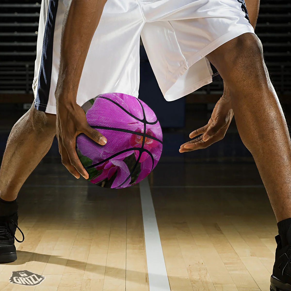Orchid Flower Magenta Print Basketball - Image 3