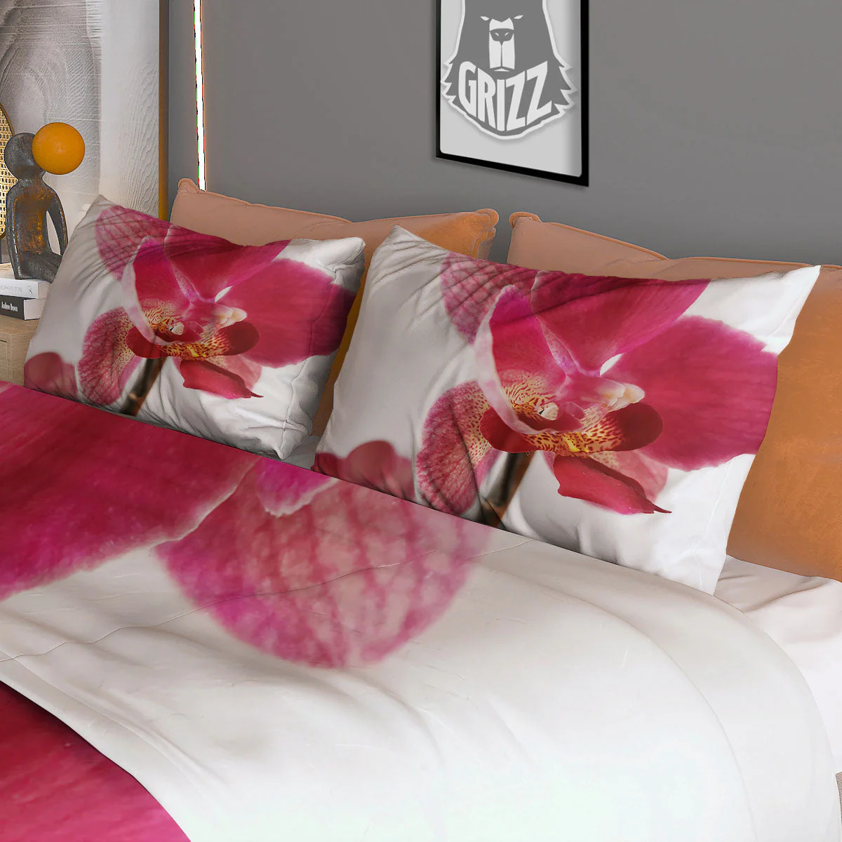 Orchid Flower Pink Print Duvet Cover Bedding Set - Image 3