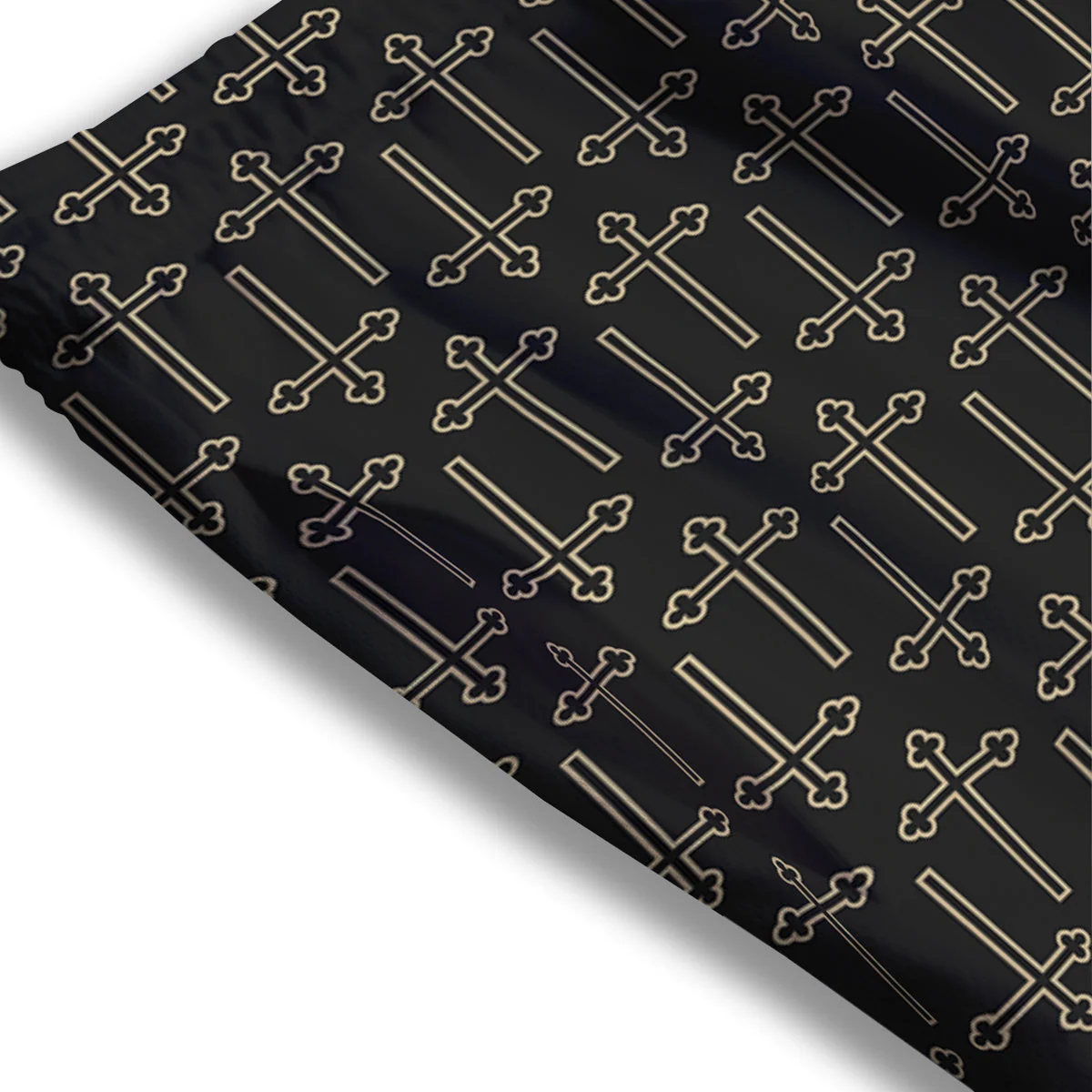 Orthodox Beige And Black Print Pattern Mesh Shorts - Image 3