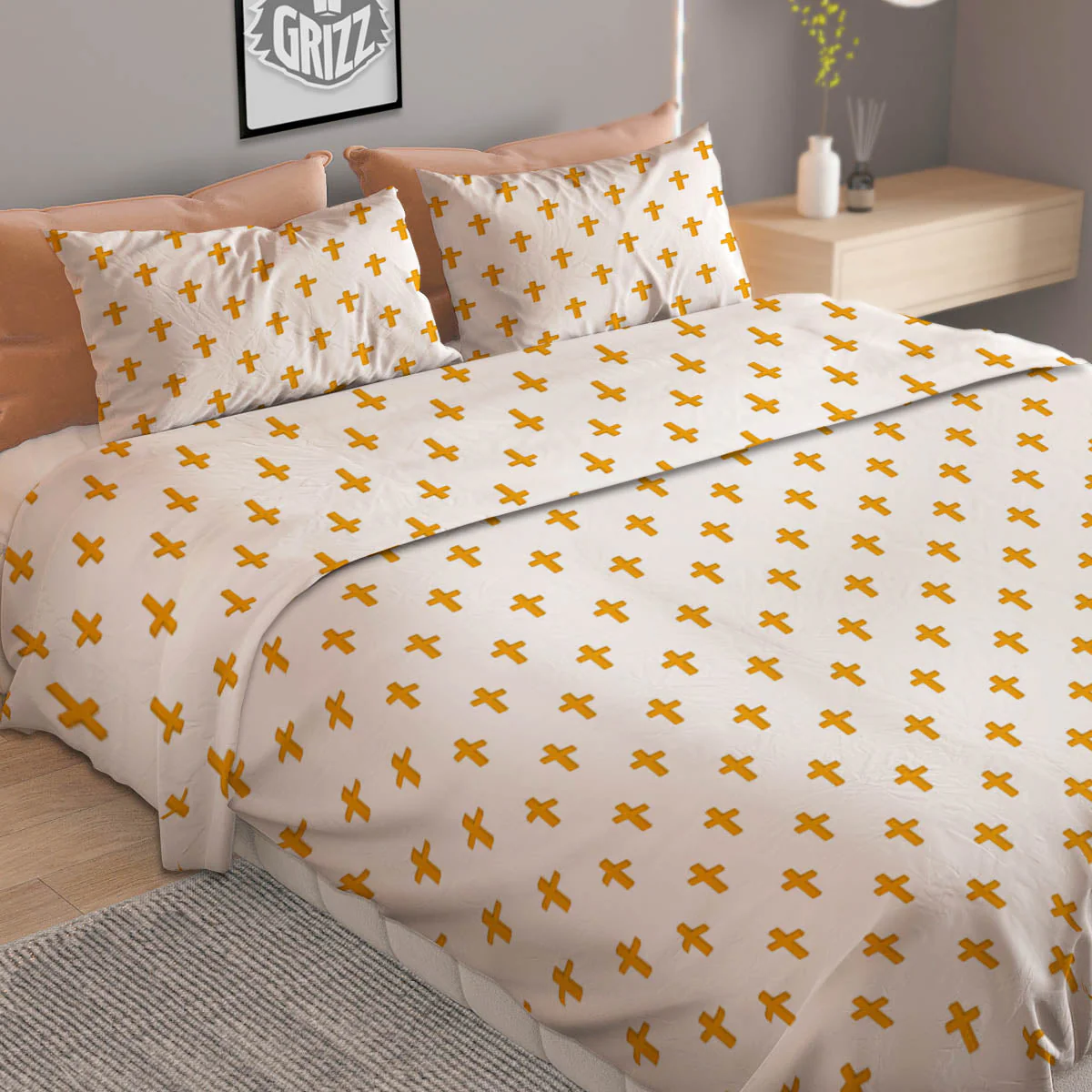 Orthodox Cross Print Pattern Duvet Cover Bedding Set - Image 2