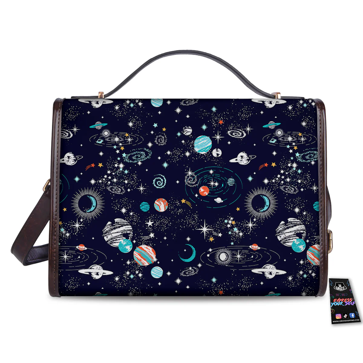Outer Galaxy Space Universe Print Pattern Women's Satchel Bag - Image 2