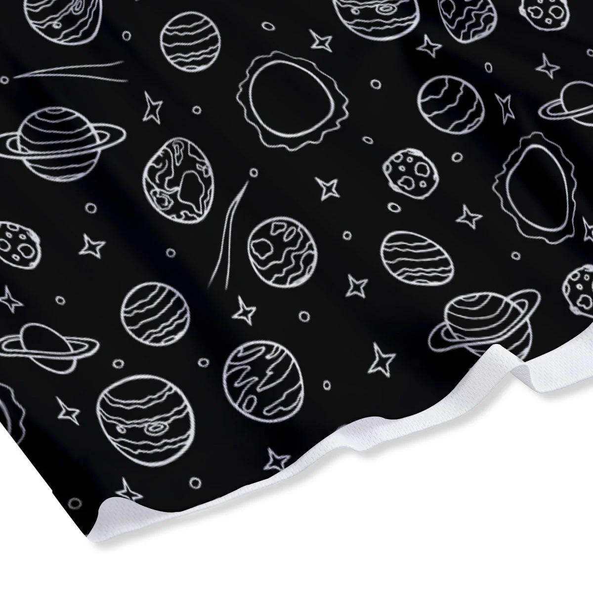 Outer Space Black White Galaxy Print Mesh Shorts - Image 4