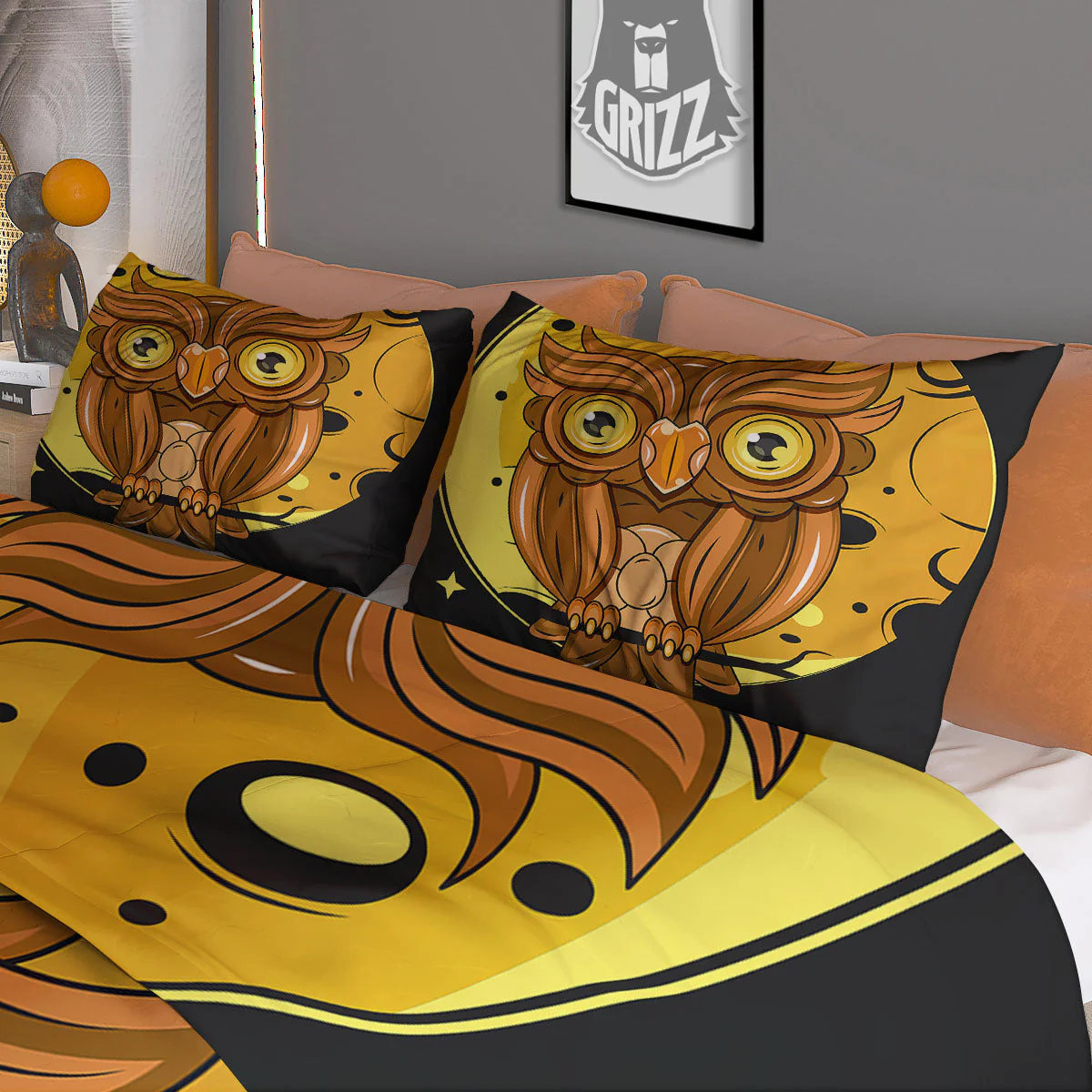 Owl At Night Print Duvet Cover Bedding Set - Image 3
