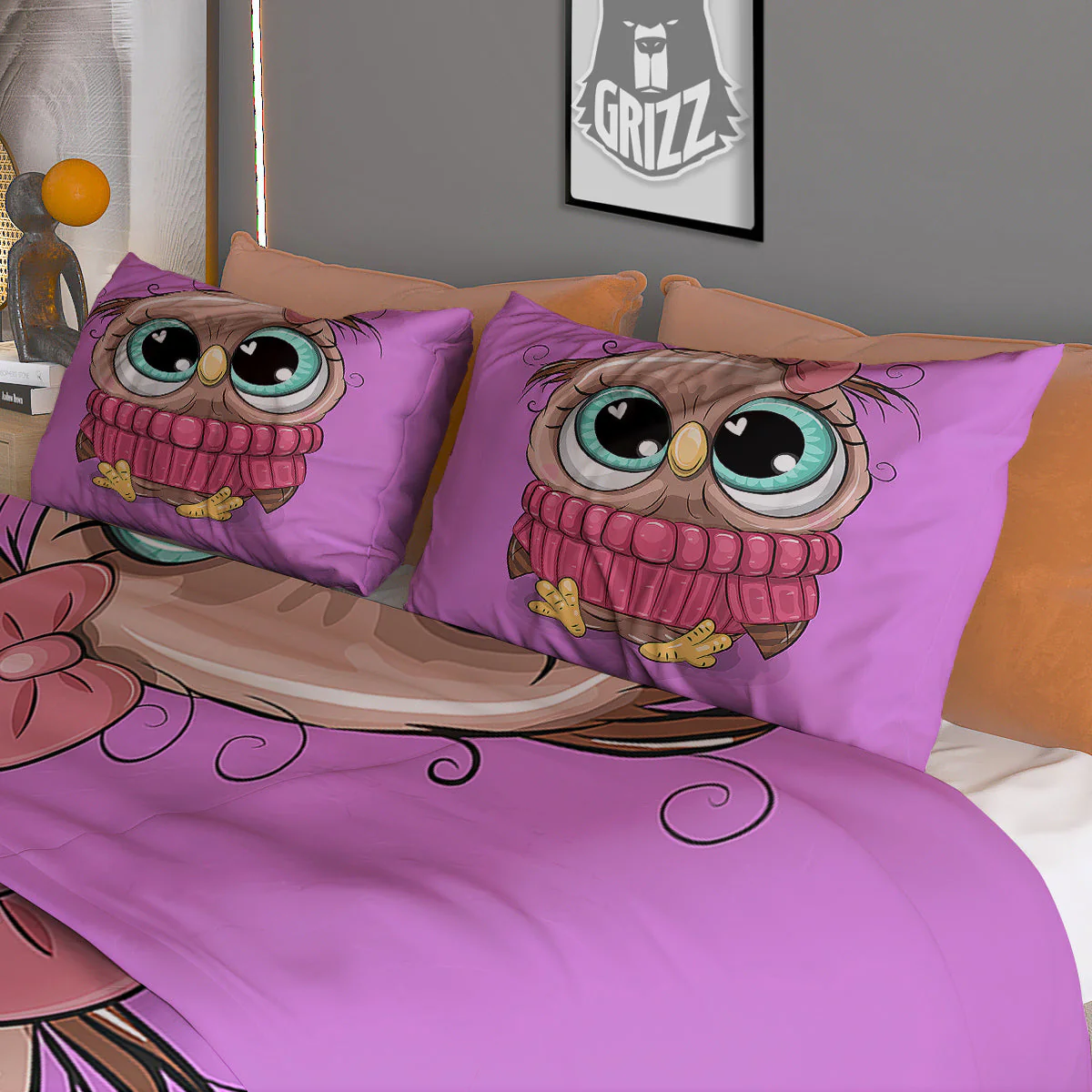 Owl Cute Print Duvet Cover Bedding Set - Image 3