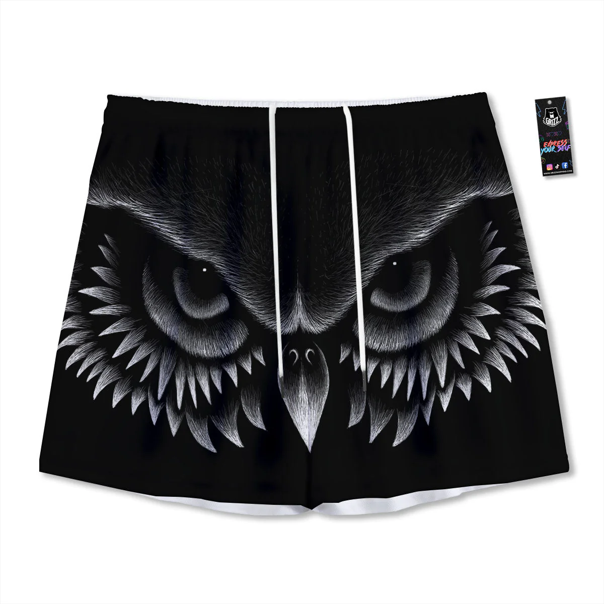 Owl Eyes Print Mesh Shorts
