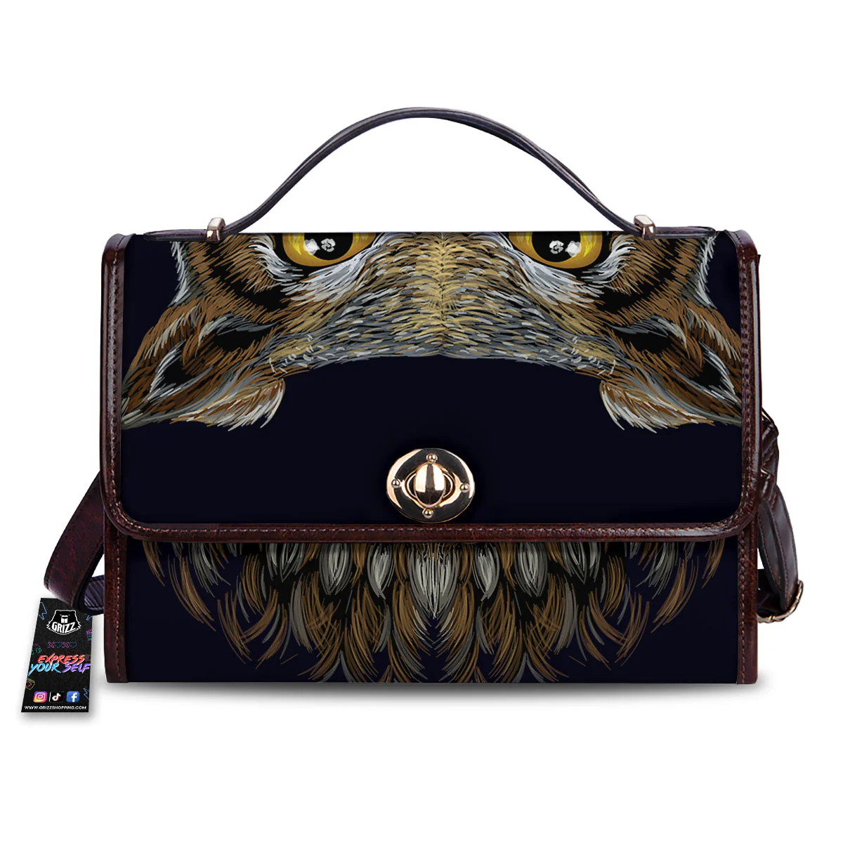 Owl Portrait Print Women's Satchel Bag