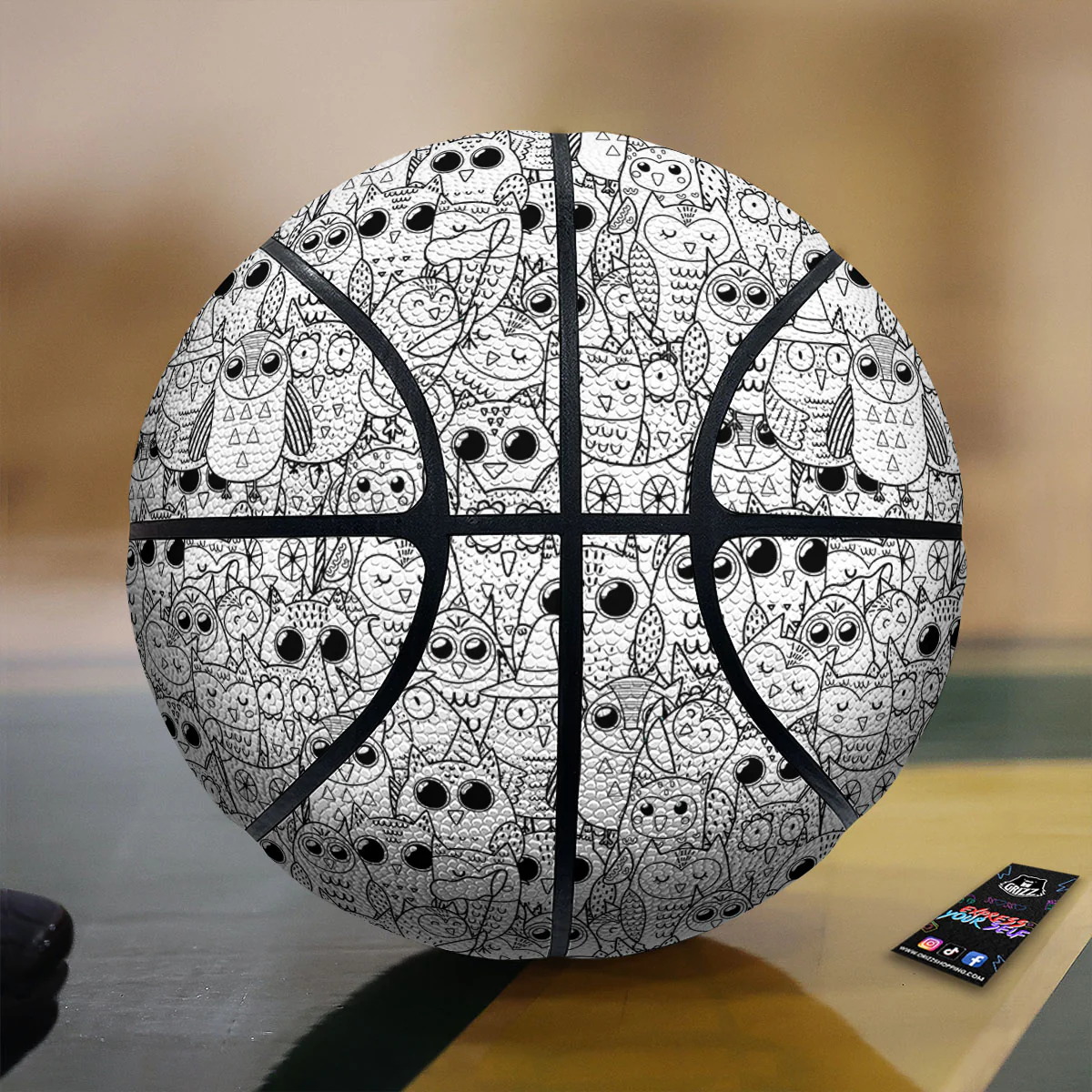 Owl White And Black Print Pattern Basketball