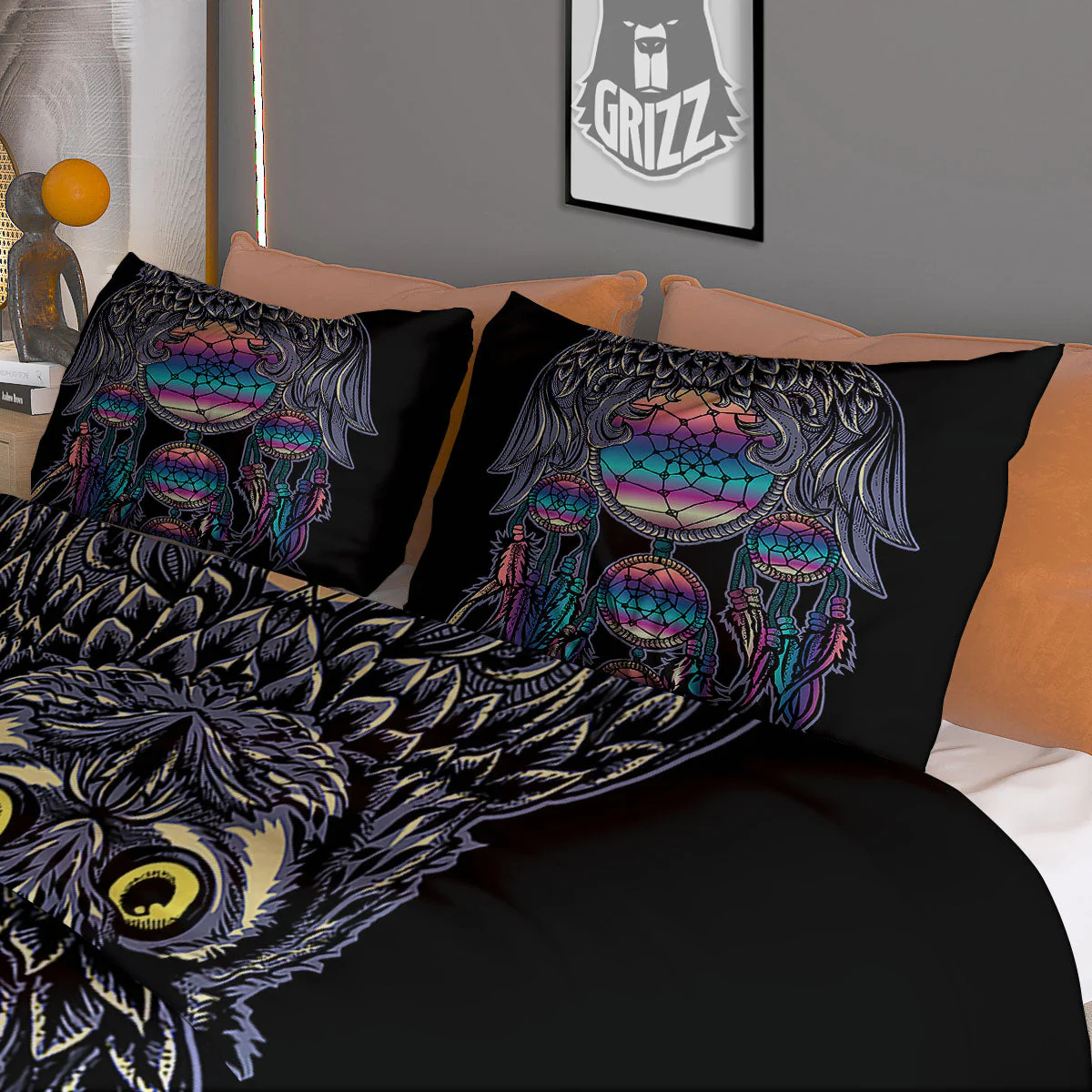 Owl With Dreamcatcher Print Duvet Cover Bedding Set - Image 3