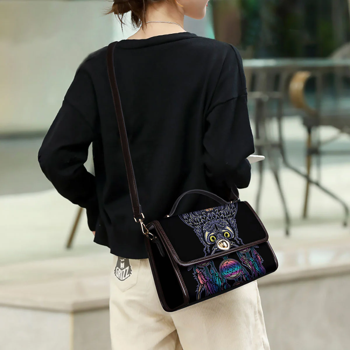 Owl With Dreamcatcher Print Women's Satchel Bag - Image 3
