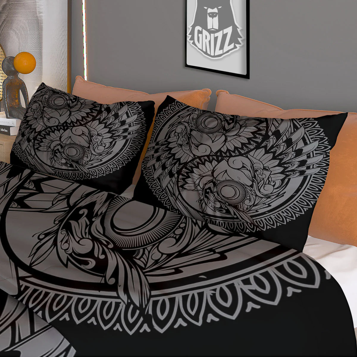 Owl Yin Yang Print Duvet Cover Bedding Set - Image 3