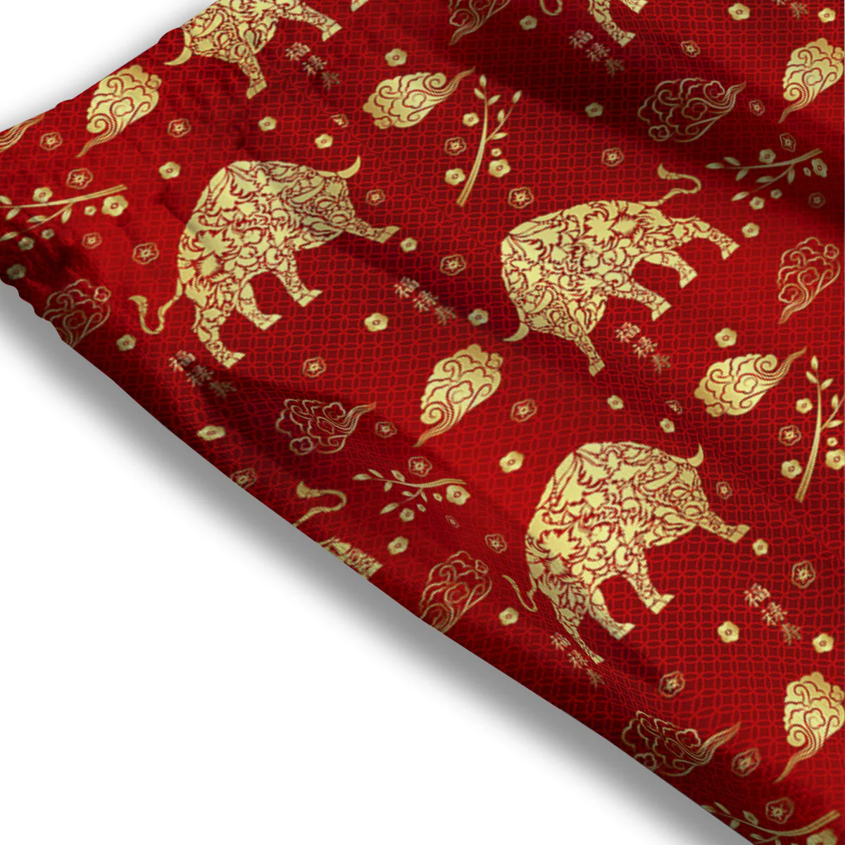Ox Zodiac Chinese Flower Print Mesh Shorts - Image 3
